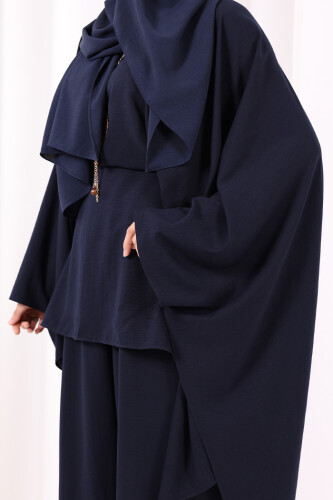 Kolyeli Tunik Pantolon Takım 8026 Lacivert - 6