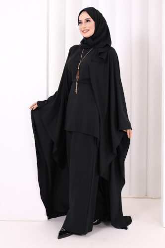 Kolyeli Tunik Pantolon Takım 8026 Siyah - 3