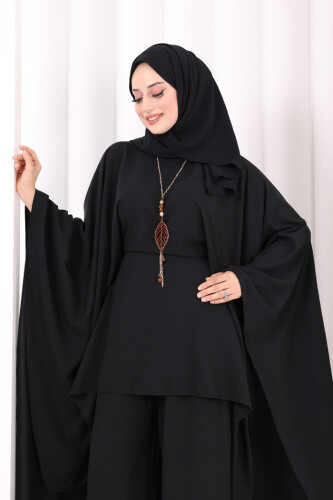 Kolyeli Tunik Pantolon Takım 8026 Siyah - 5