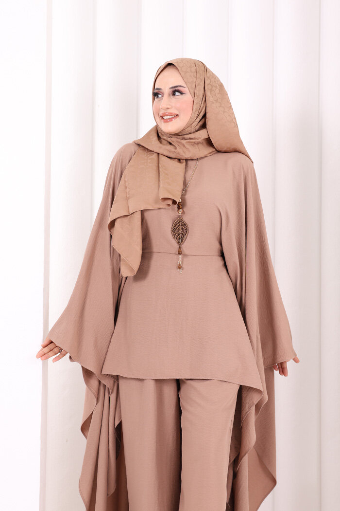 Kolyeli Tunik Pantolon Takım 8026 Somon - 5