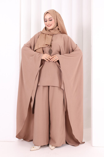 Kolyeli Tunik Pantolon Takım 8026 Somon