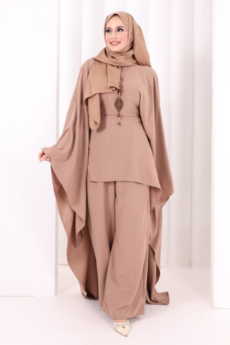 Kolyeli Tunik Pantolon Takım 8026 Somon - 2
