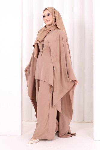 Kolyeli Tunik Pantolon Takım 8026 Somon - 3