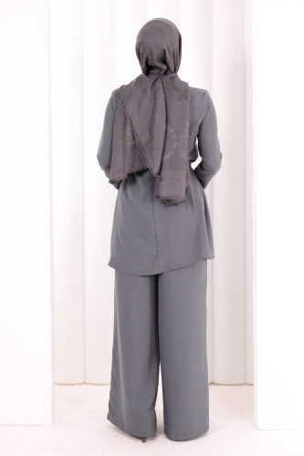 Kolyeli Tunik Pantolon Takım 8027 Antrasit - 4