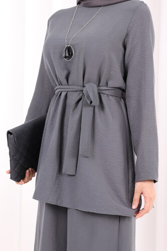 Kolyeli Tunik Pantolon Takım 8027 Antrasit - 6