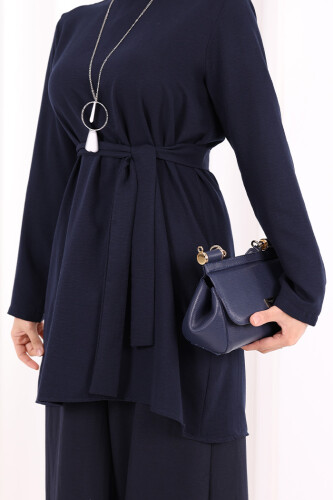 Kolyeli Tunik Pantolon Takım 8027 Lacivert - 6