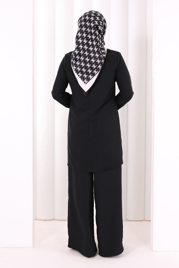 Kolyeli Tunik Pantolon Takım 8027 Siyah - 4