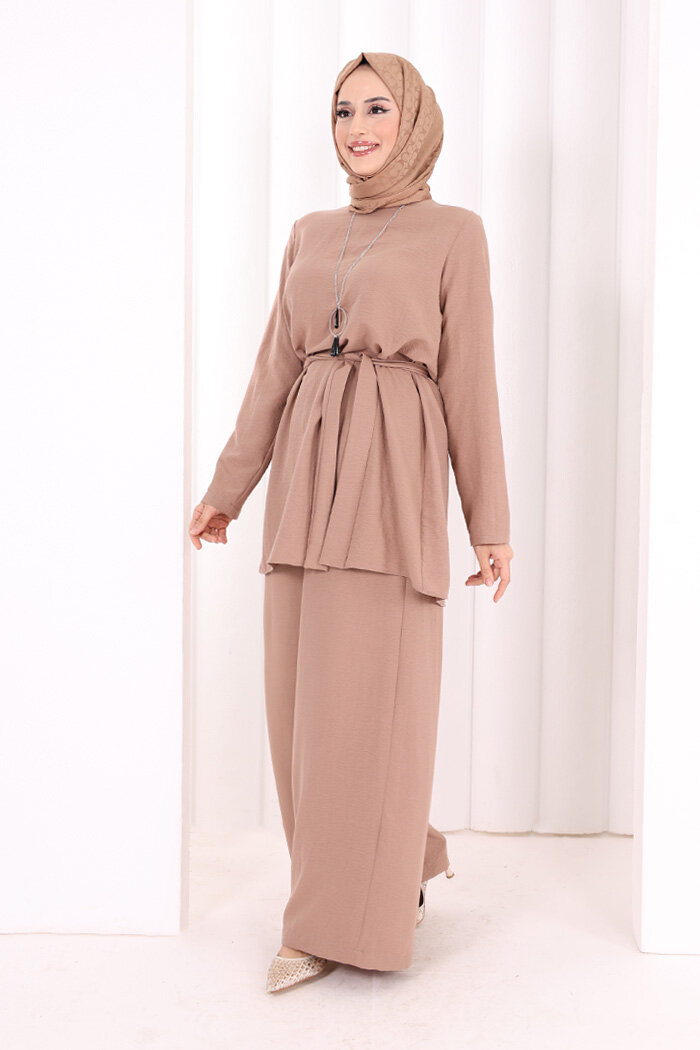 Kolyeli Tunik Pantolon Takım 8027 Somon - 2