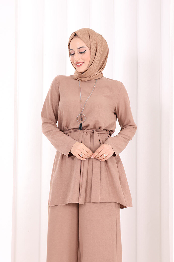 Kolyeli Tunik Pantolon Takım 8027 Somon - 4
