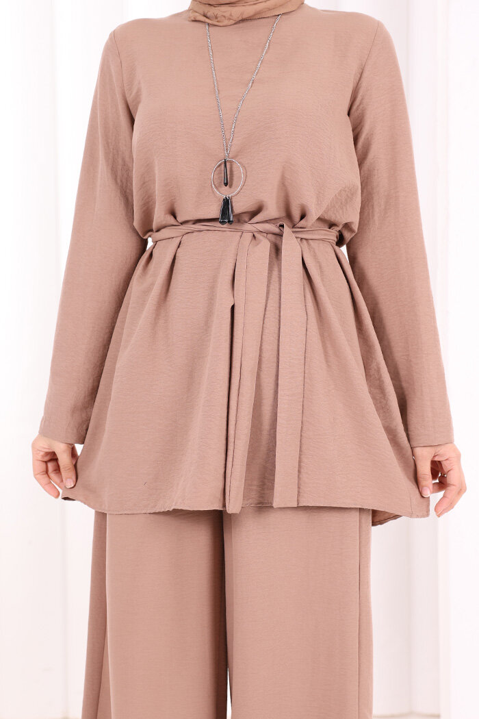 Kolyeli Tunik Pantolon Takım 8027 Somon - 5