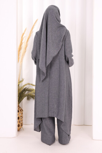Kolyeli Tunik Pantolon Takım ŞAL HEDİYE! 8020 Antrasit - 5