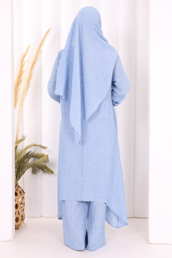 Kolyeli Tunik Pantolon Takım ŞAL HEDİYE! 8020 İndigo - 5