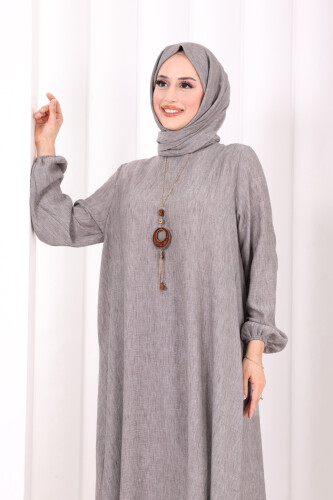 Kolyeli Tunik Pantolon Takım ŞAL HEDİYE! 8020 Melanj Kahverengi - 5