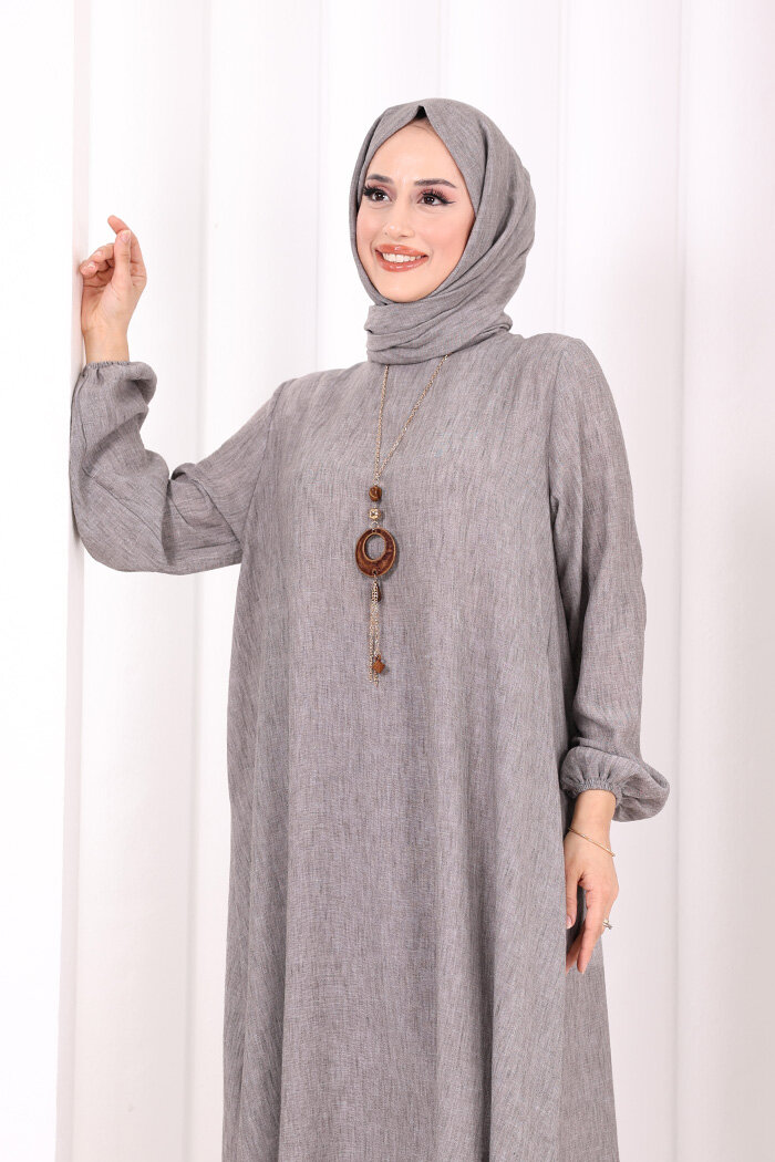 Kolyeli Tunik Pantolon Takım ŞAL HEDİYE! 8020 Melanj Kahverengi - 5