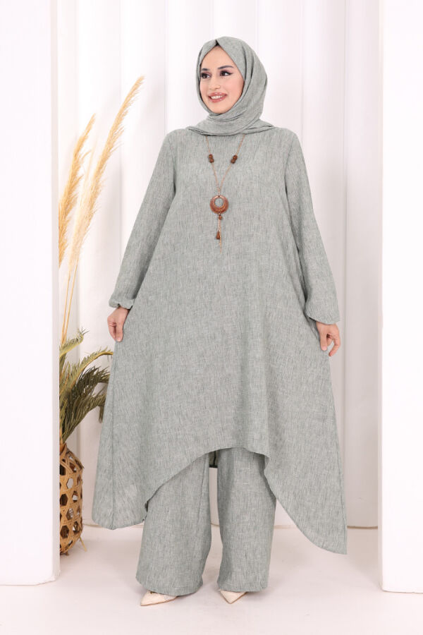 Kolyeli Tunik Pantolon Takım ŞAL HEDİYE! 8020 Mint - 1