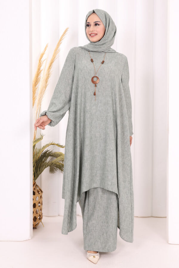 Kolyeli Tunik Pantolon Takım ŞAL HEDİYE! 8020 Mint - 3