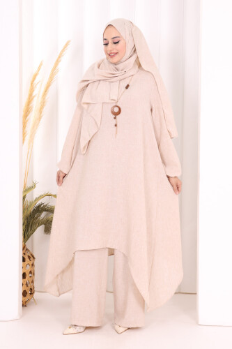 Kolyeli Tunik Pantolon Takım ŞAL HEDİYE! 8020 Taş