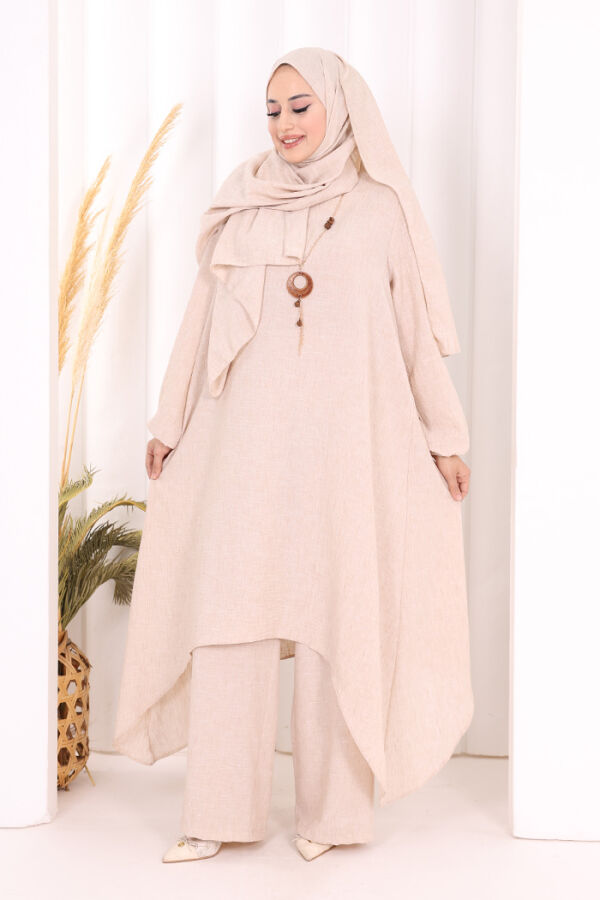 Kolyeli Tunik Pantolon Takım ŞAL HEDİYE! 8020 Taş - 1