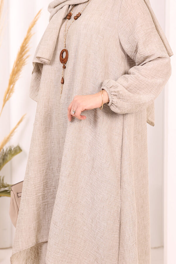 Kolyeli Tunik Pantolon Takım ŞAL HEDİYE! 8020 Vizon - 6