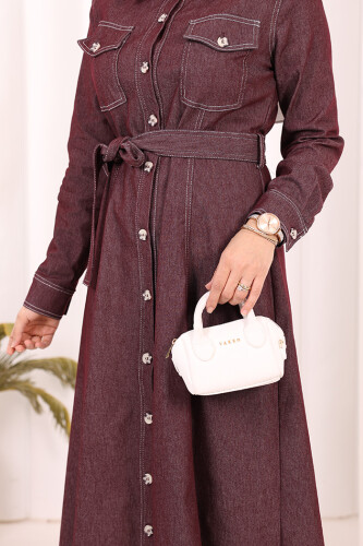Kot Elbise 7061 Bordo - 7