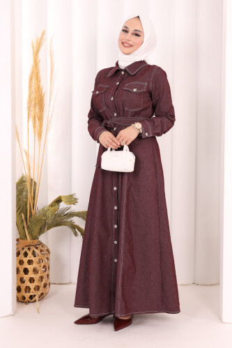 Kot Elbise 7061 Bordo - 3