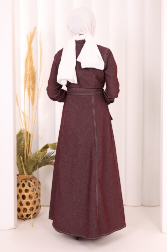 Kot Elbise 7061 Bordo - 5