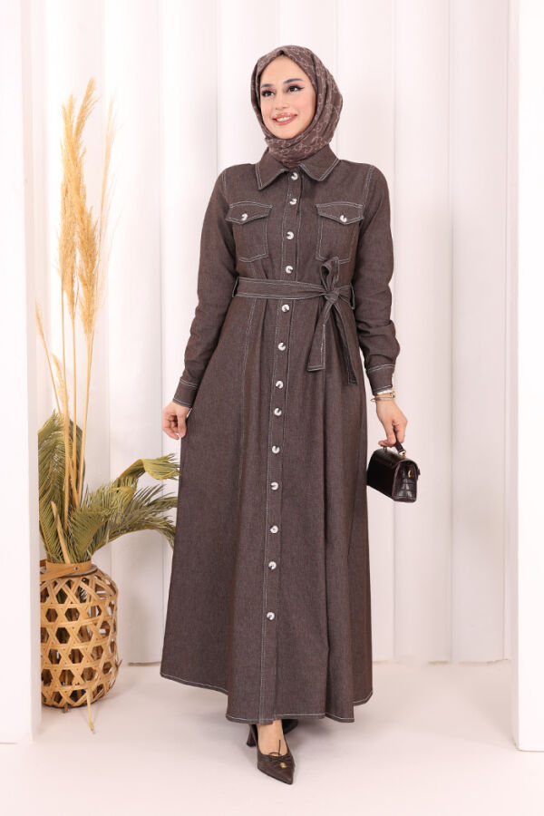 Kot Elbise 7061 Kahverengi - 1