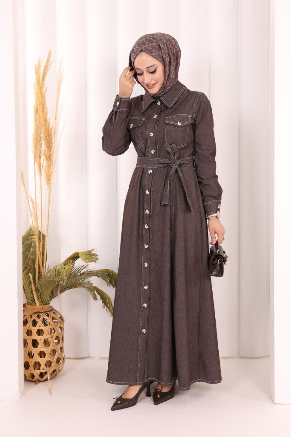 Kot Elbise 7061 Kahverengi - 2