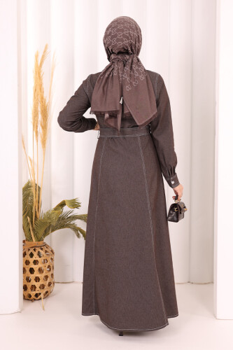 Kot Elbise 7061 Kahverengi - 4