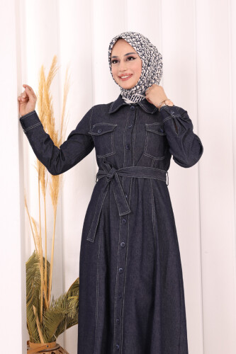 Kot Elbise 7061 Lacivert - 6