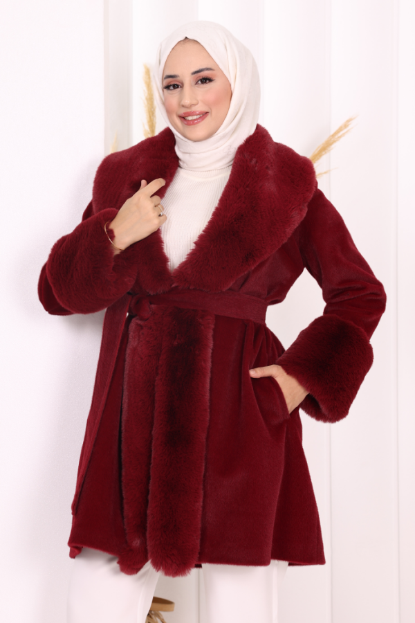Kürklü Kaban 70062 Bordo - 5