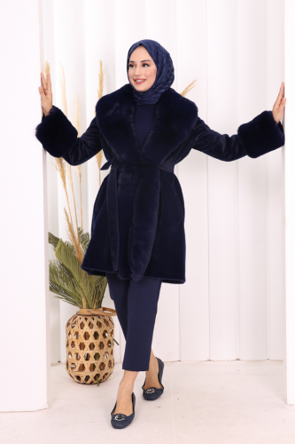 Kürklü Kaban 70062 Lacivert - 2