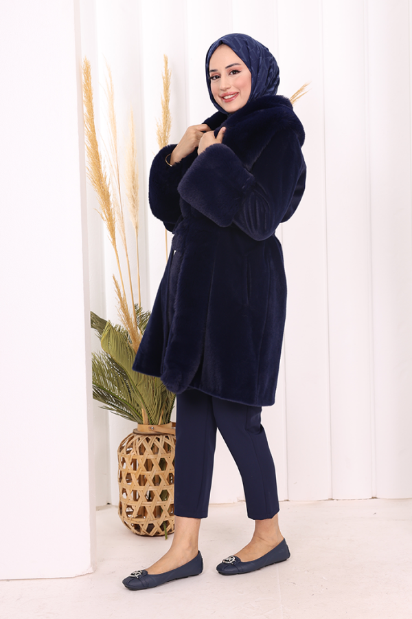 Kürklü Kaban 70062 Lacivert - 3