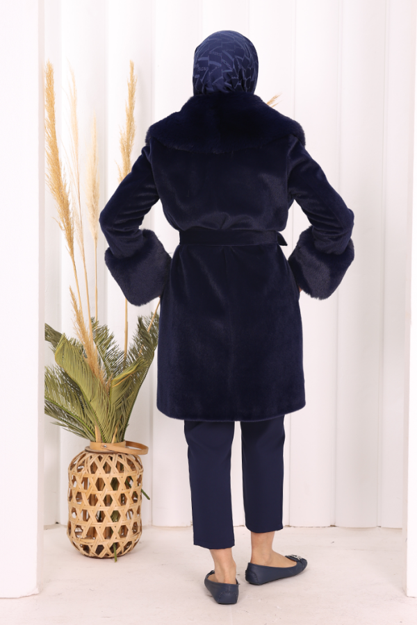 Kürklü Kaban 70062 Lacivert - 4