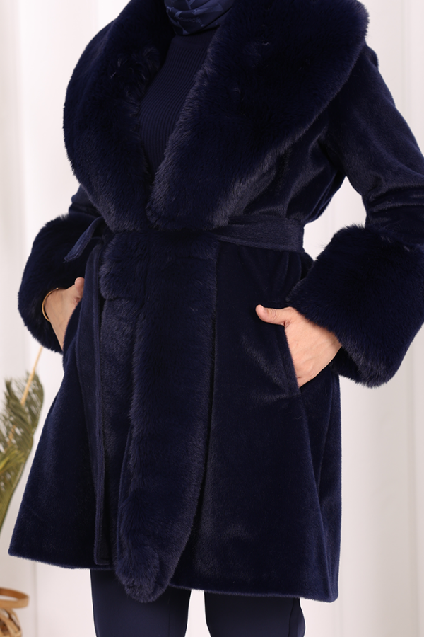 Kürklü Kaban 70062 Lacivert - 7