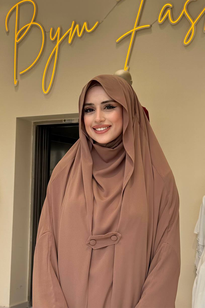 Medine Kendinden Peçeli Sufleli Cilbab 6032 Taba - 4