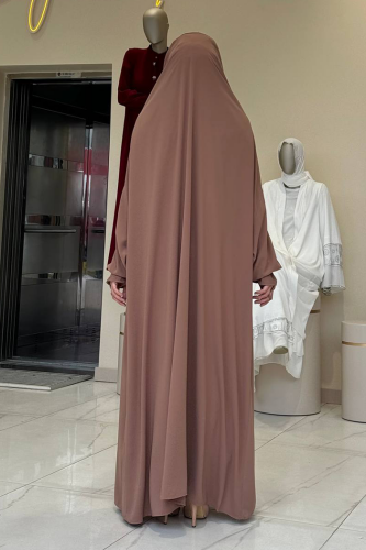 Medine Kendinden Peçeli Sufleli Cilbab 6032 Taba - 5