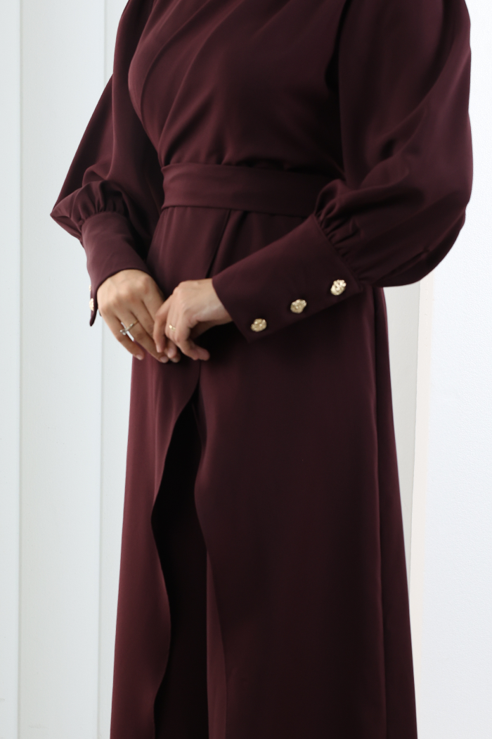 Omuz Büzgü Detaylı Tunik Takım 8709 Mürdüm - 6