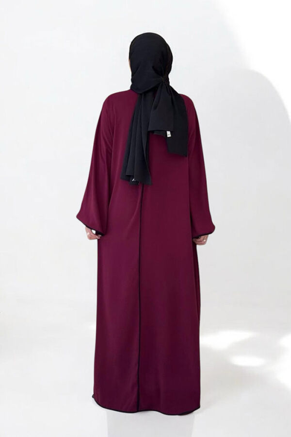 Önden Bağlama Detaylı Abaya 70005 Bordo - 2