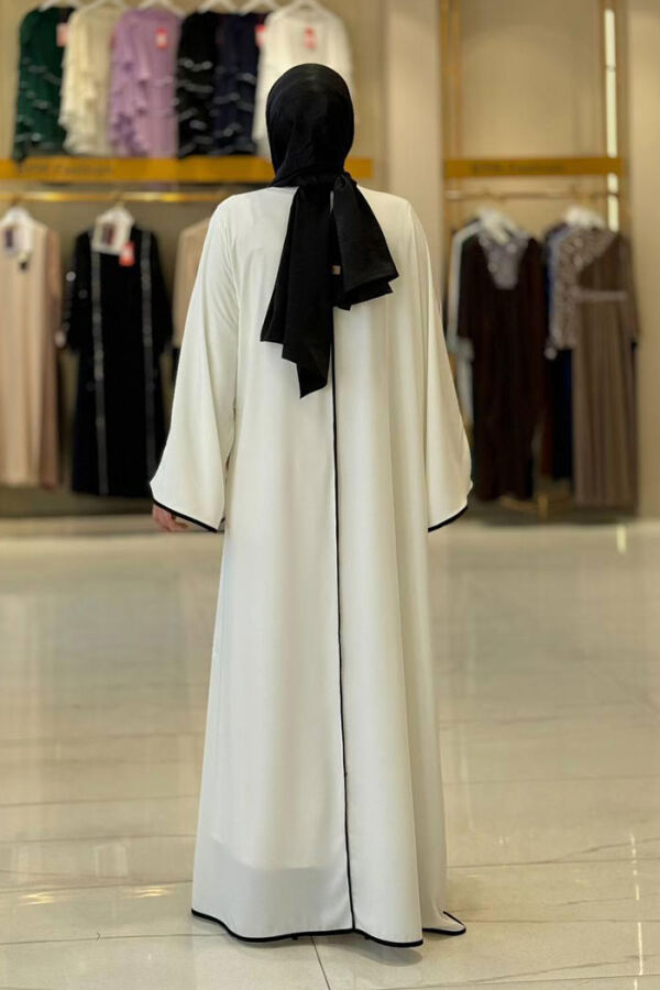 Önden Bağlama Detaylı Abaya 70005 Ekru - 2