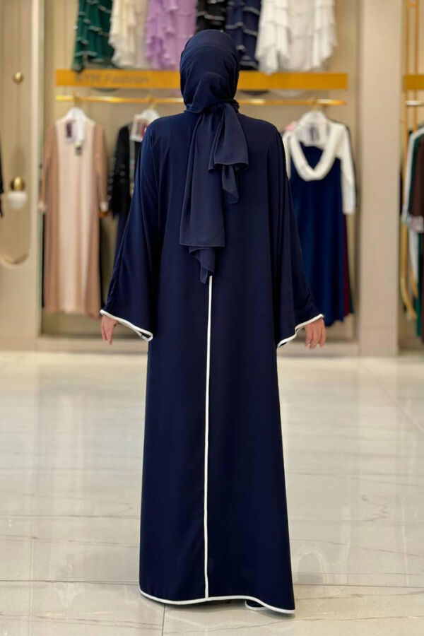 Önden Bağlama Detaylı Abaya 70005 Lacivert - 2