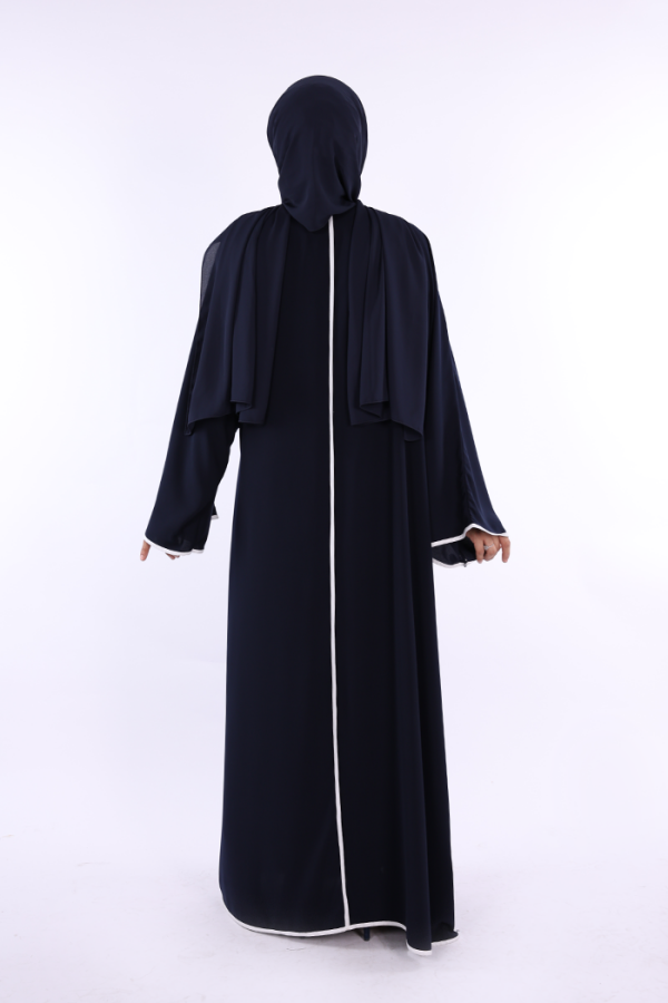 Önden Bağlama Detaylı Abaya 70005 Lacivert - 3