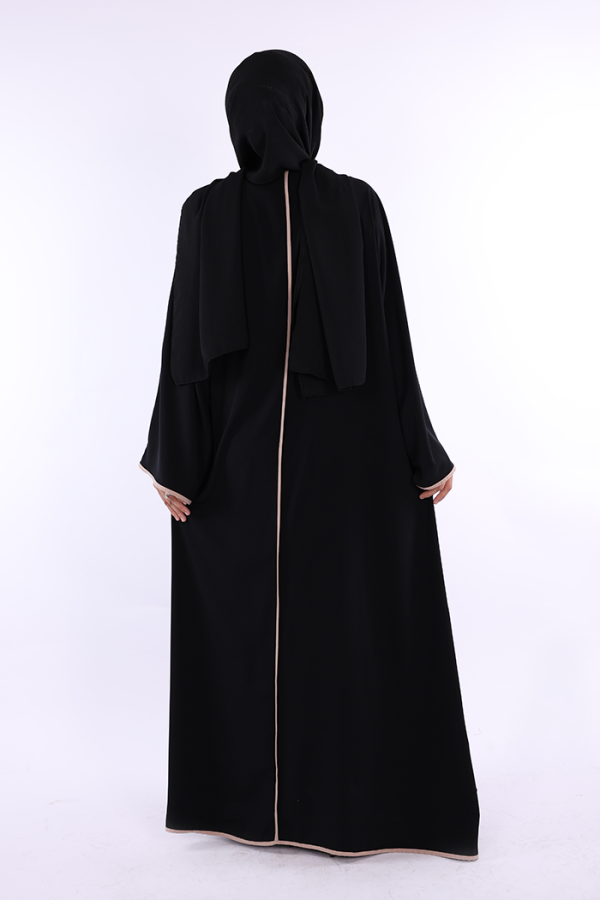 Önden Bağlama Detaylı Abaya 70005 Siyah - 3