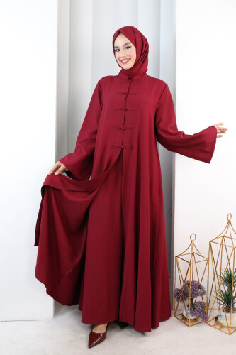 Önden Bağlamalı Tunik Üçlü Çilek Kumaş Takım 9001 Bordo - 2