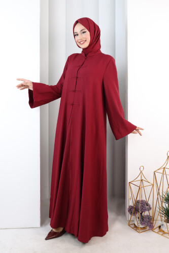 Önden Bağlamalı Tunik Üçlü Çilek Kumaş Takım 9001 Bordo - 3
