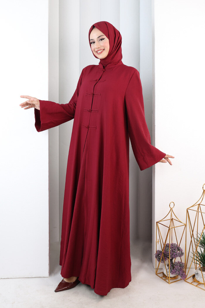Önden Bağlamalı Tunik Üçlü Çilek Kumaş Takım 9001 Bordo - 3