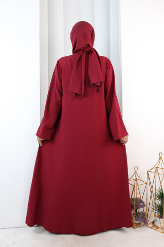 Önden Bağlamalı Tunik Üçlü Çilek Kumaş Takım 9001 Bordo - 4