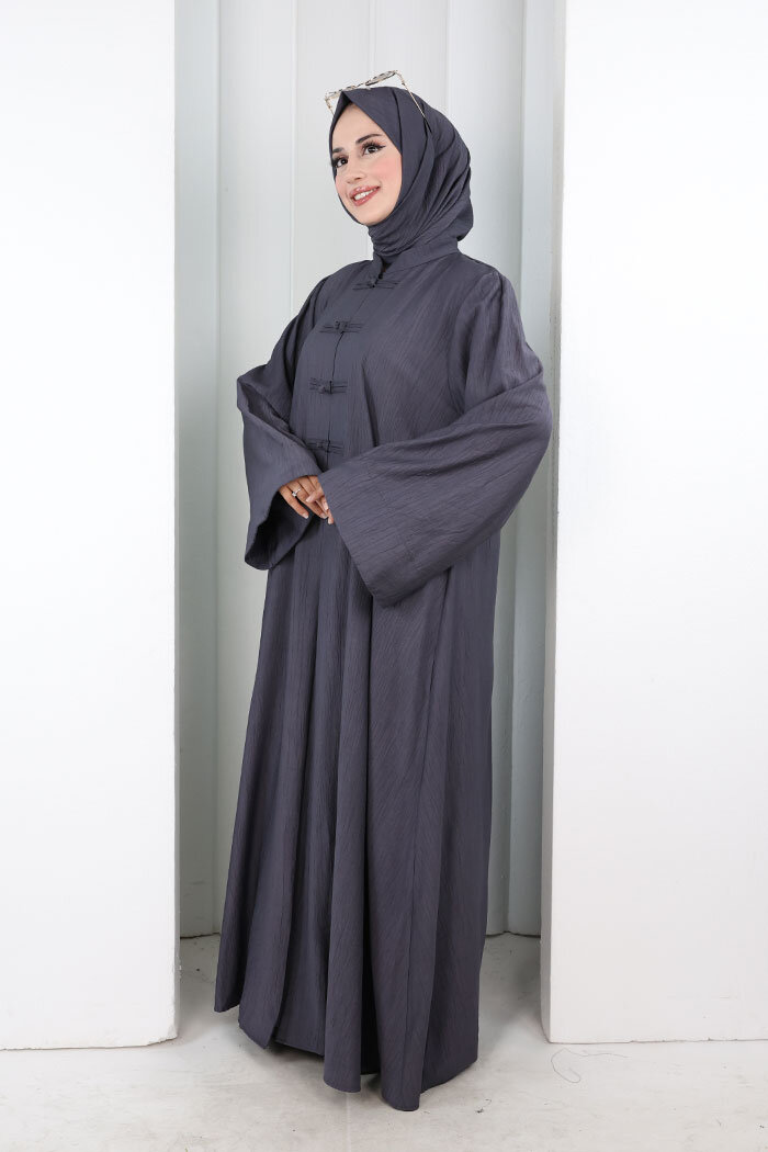 Önden Bağlamalı Tunik Üçlü Çilek Kumaş Takım 9001 Füme - 4
