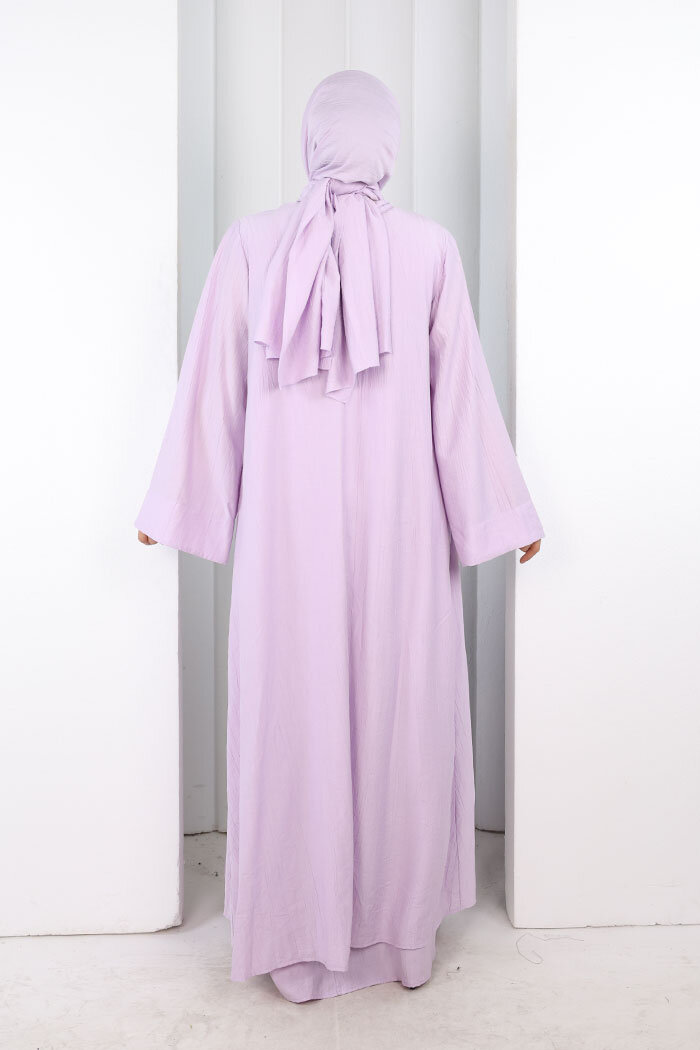 Önden Bağlamalı Tunik Üçlü Çilek Kumaş Takım 9001 Lila - 4