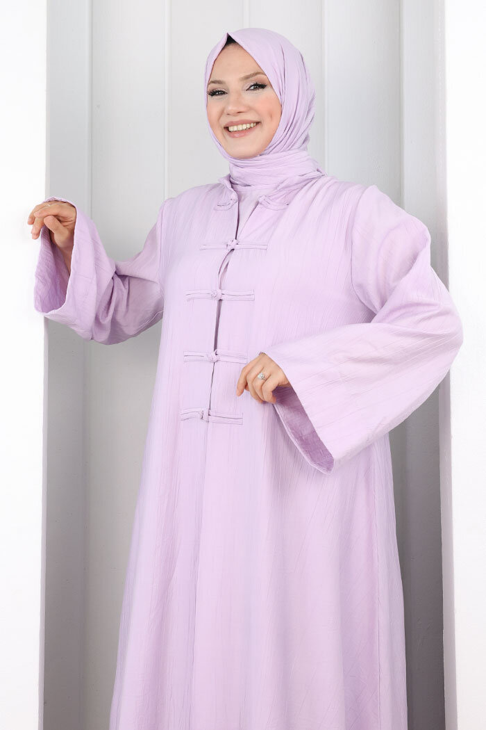 Önden Bağlamalı Tunik Üçlü Çilek Kumaş Takım 9001 Lila - 5